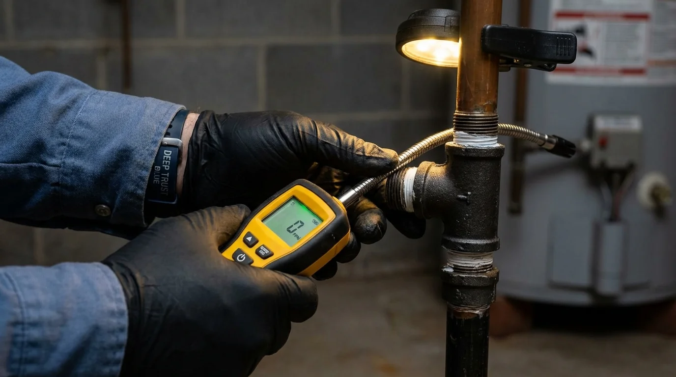 Gas leak detection with electronic sniffer by Johns Plumbing LLC in Lynn