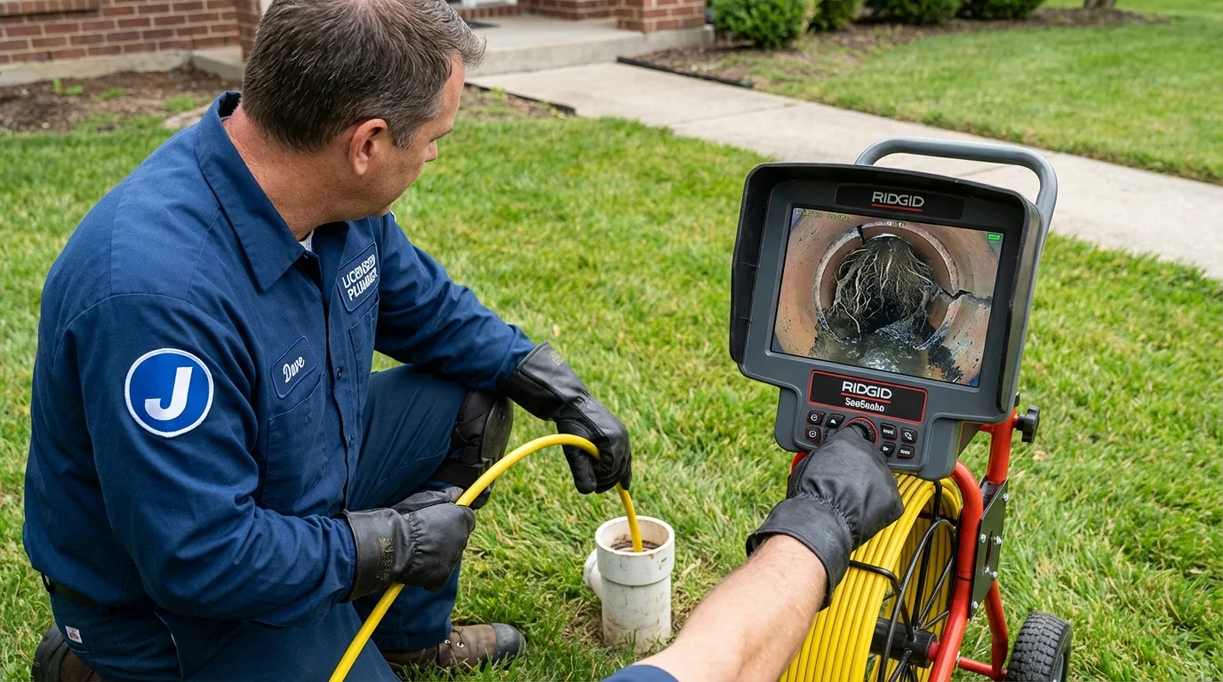Sewer camera inspection being performed by Johns Plumbing LLC in Lynn